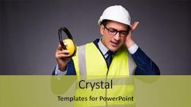  Presentation with construction - Presentation theme with noise industry - man wearing hard hat background and a  colored foreground