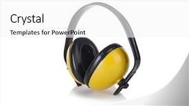  Presentation with noise - PPT theme having noise industry - noice cancelling earphones isolated background and a white colored foreground