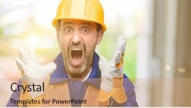  Presentation with senior worker - Audience pleasing theme consisting of noise industry - senior engineer man construction worker backdrop and a coral colored foreground