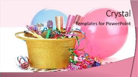  Presentation with new year - Beautiful PPT theme featuring noise makers streamers and balloons backdrop and a lemonade colored foreground