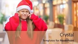  Presentation with christmas girl - Beautiful presentation theme featuring noise of loud music deaf backdrop and a coral colored foreground