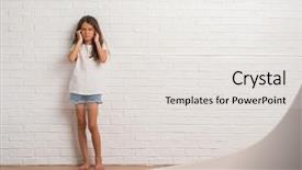  Presentation with paint white brick wall - Colorful presentation enhanced with noise of loud music deaf backdrop and a light gray colored foreground