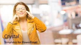  Presentation with protected hearing ear plugs - Presentation theme with noise plugs ears to avoid background and a yellow colored foreground