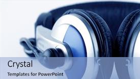  Presentation with noise vibration - PPT theme featuring noise vibration - headphones with microphone over white background and a light blue colored foreground