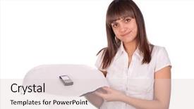  Presentation with waitress - PPT theme having nokia - pretty young waitress with cell background and a lemonade colored foreground