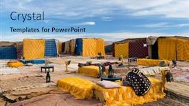  Presentation with tourists - Amazing presentation having nomad-camp-for-tourists backdrop and a light blue colored foreground