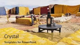  Presentation with camp - Amazing PPT theme having nomad camp for tourists in erg chigaga morocco africa backdrop and a yellow colored foreground
