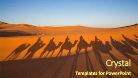  Presentation with caravan - Beautiful PPT theme featuring nomad trip through sand desert backdrop and a tawny brown colored foreground