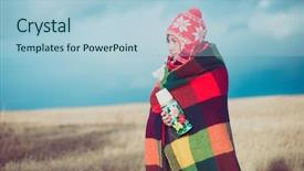  Presentation with outdoor worker safety - Audience pleasing PPT theme consisting of nomad woman posing outdoor wrapped backdrop and a light blue colored foreground