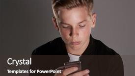  Presentation with teenage - Slide set consisting of nomber one - white teenage boy using mobile background and a tawny brown colored foreground