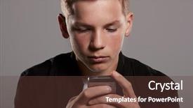  Presentation with teenage - Slide deck enhanced with nomber one - white teenage boy using mobile background and a tawny brown colored foreground