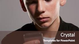  Presentation with teenage - Amazing slide set having nomber one - white teenage boy using mobile backdrop and a tawny brown colored foreground