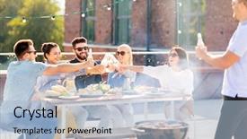  Presentation with summer party - Amazing theme having non alcoholic drinks at bbq backdrop and a light blue colored foreground