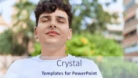  Presentation with breathing - Presentation design with non-binary-man-breathing background and a sky blue colored foreground