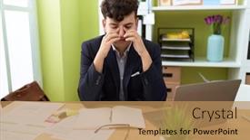  Presentation with non binary - PPT theme featuring non-binary-man-business-worker background and a coral colored foreground