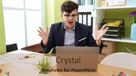  Presentation with non binary - PPT theme having non-binary-man-business-worker background and a coral colored foreground