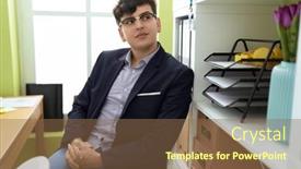  Presentation with non binary - PPT layouts having non-binary-man-business-worker background and a tawny brown colored foreground