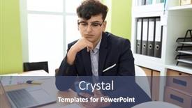  Presentation with non binary - PPT theme featuring non-binary-man-business-worker background and a ocean colored foreground