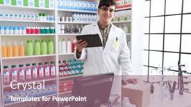  Presentation with non binary - Presentation theme with non-binary-man-pharmacist-using background and a coral colored foreground