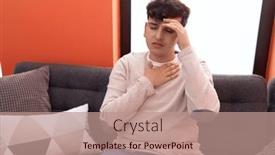  Presentation with headache - Slide deck featuring non-binary-man-sitting background and a coral colored foreground