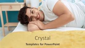  Presentation with non binary - Slide deck having non-binary-man-smiling-confident background and a yellow colored foreground