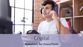  Presentation with streamer - Presentation theme consisting of non-binary-man-streamer-playing background and a  colored foreground