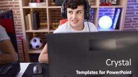  Presentation with streamer - Presentation theme featuring non-binary-man-streamer-playing background and a dark gray colored foreground