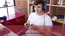  Presentation with streamer - Presentation theme having non-binary-man-streamer-playing background and a tawny brown colored foreground