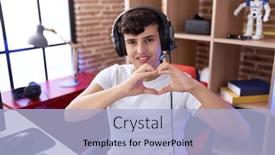  Presentation with gaming - Slides enhanced with non-binary-man-streamer-smiling background and a light blue colored foreground