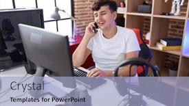  Presentation with streamer - Theme featuring non-binary-man-streamer-talking background and a light blue colored foreground