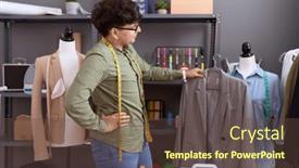  Presentation with non binary - Theme consisting of non-binary-man-tailor-holding background and a tawny brown colored foreground