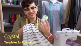  Presentation with non binary - Theme having non-binary-man-tailor-smiling background and a tawny brown colored foreground