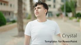  Presentation with non binary - Slide deck enhanced with non-binary-man-using-handfan background and a light gray colored foreground