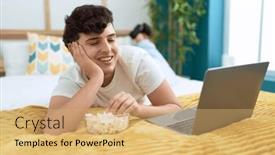  Presentation with movie - PPT layouts consisting of non-binary-man-watching-movie background and a  colored foreground