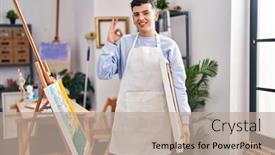  Presentation with non binary - Presentation theme enhanced with non-binary-person-at-art background and a mint green colored foreground