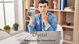  Presentation with non binary - Slides featuring non-binary-person-calculating-money background and a light gray colored foreground