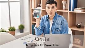  Presentation with non binary - Presentation design consisting of non-binary-person-calculating-money background and a light gray colored foreground