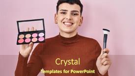  Presentation with blush - Presentation theme with non-binary-person-holding-makeup background and a tawny brown colored foreground