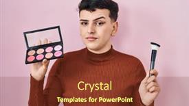  Presentation with non binary - Slides featuring non-binary-person-holding-makeup background and a tawny brown colored foreground