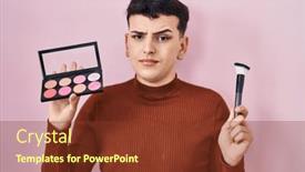  Presentation with non binary - Theme enhanced with non-binary-person-holding-makeup background and a  colored foreground