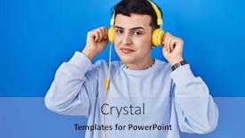  Presentation with person listening - Presentation theme with non-binary-person-listening background and a light blue colored foreground