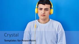  Presentation with person listening - Slides consisting of non-binary-person-listening background and a  colored foreground