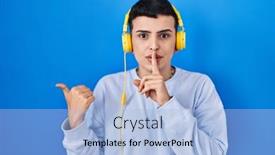  Presentation with person listening - Slide deck enhanced with non-binary-person-listening background and a light blue colored foreground