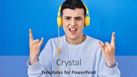  Presentation with person listening - Presentation theme with non-binary-person-listening background and a light blue colored foreground