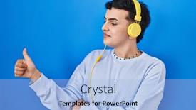  Presentation with person listening - Presentation consisting of non-binary-person-listening background and a light blue colored foreground