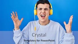  Presentation with person listening - Slide deck having non-binary-person-listening background and a light blue colored foreground