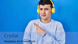  Presentation with person listening - Theme enhanced with non-binary-person-listening background and a  colored foreground