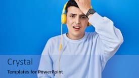  Presentation with person listening - Slides featuring non-binary-person-listening background and a light blue colored foreground