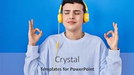  Presentation with person listening - Presentation theme having non-binary-person-listening background and a light blue colored foreground