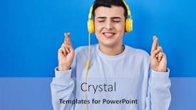  Presentation with person listening - Presentation theme featuring non-binary-person-listening background and a light blue colored foreground